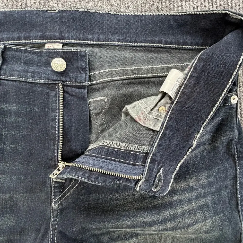 True Religion Rocco Mens 38 Relaxed Skinny Jeans Dark Wash Stretch Denim